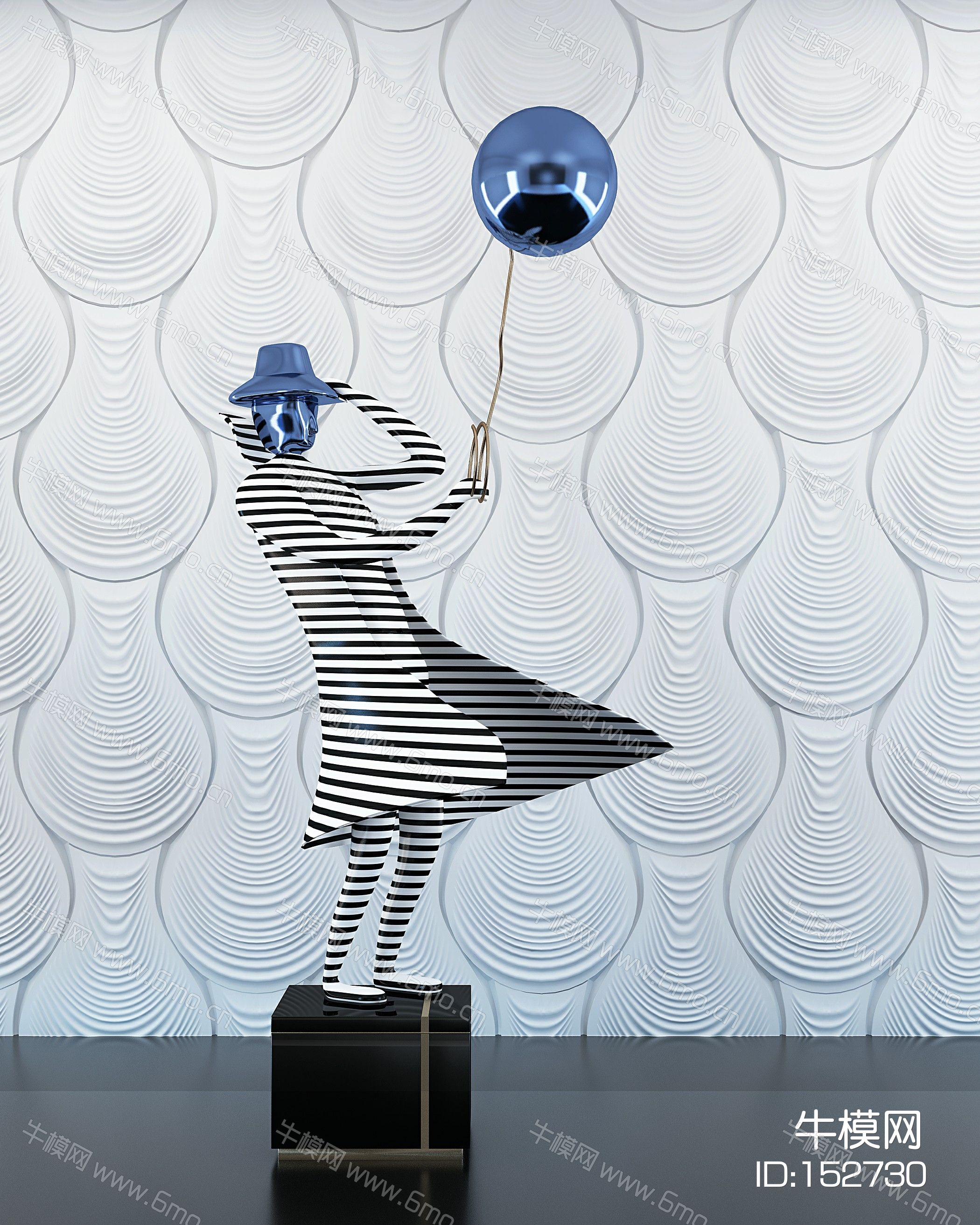 现代抽象人物雕塑雕像摆件摆台3d模型下载