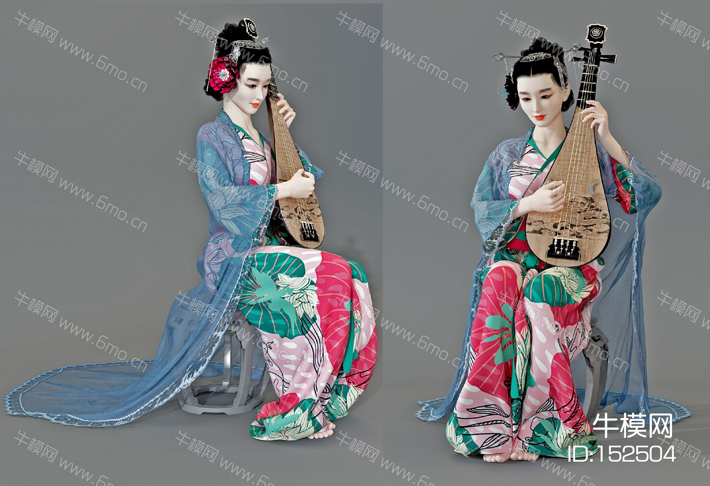 中式琵琶古装美女人物