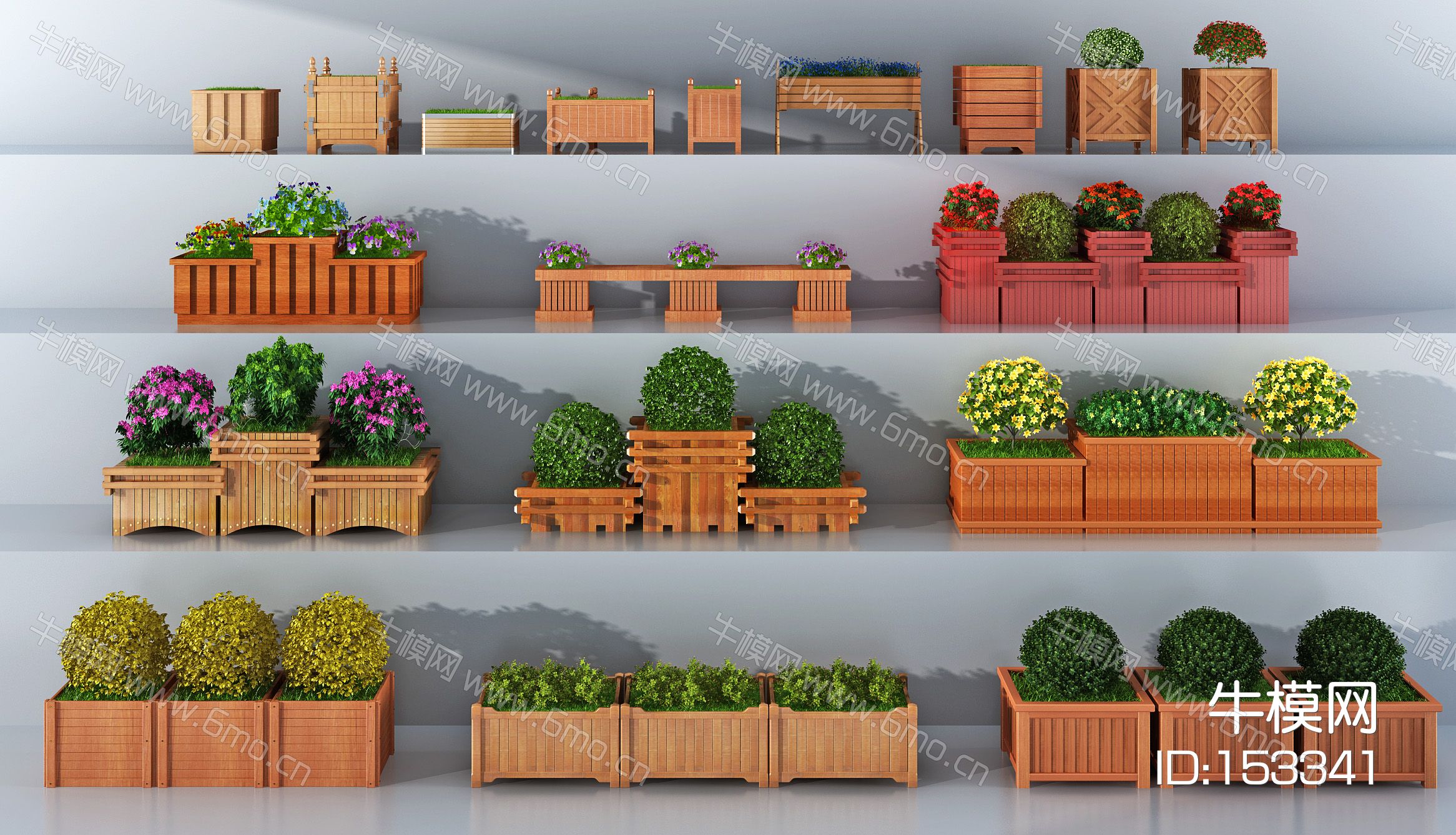 欧式木质花槽花池花箱