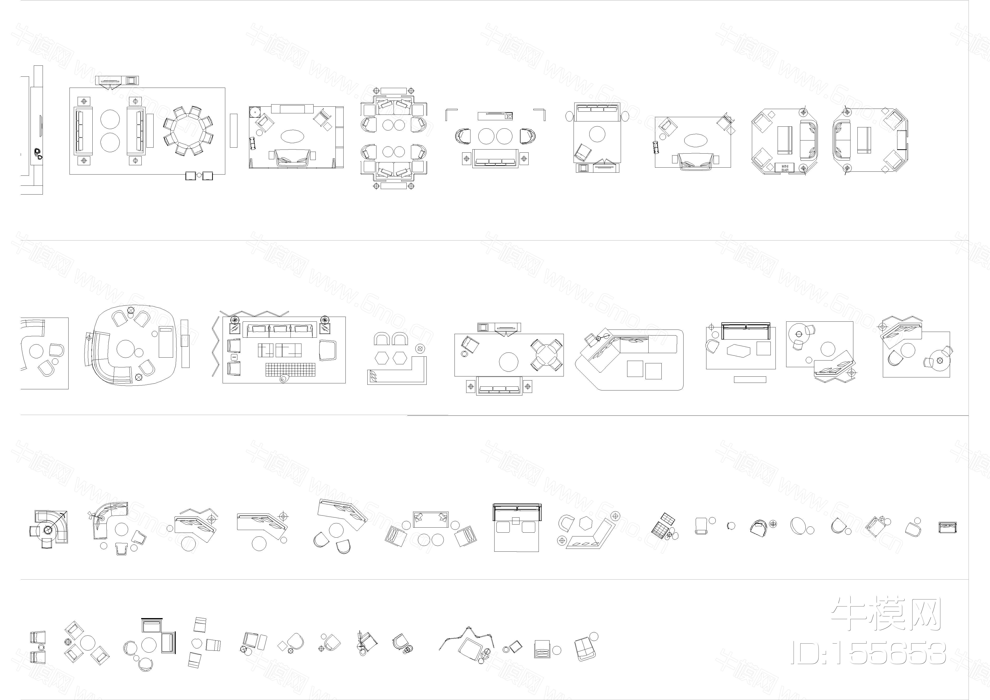 雅布专用平面立面图库cad
