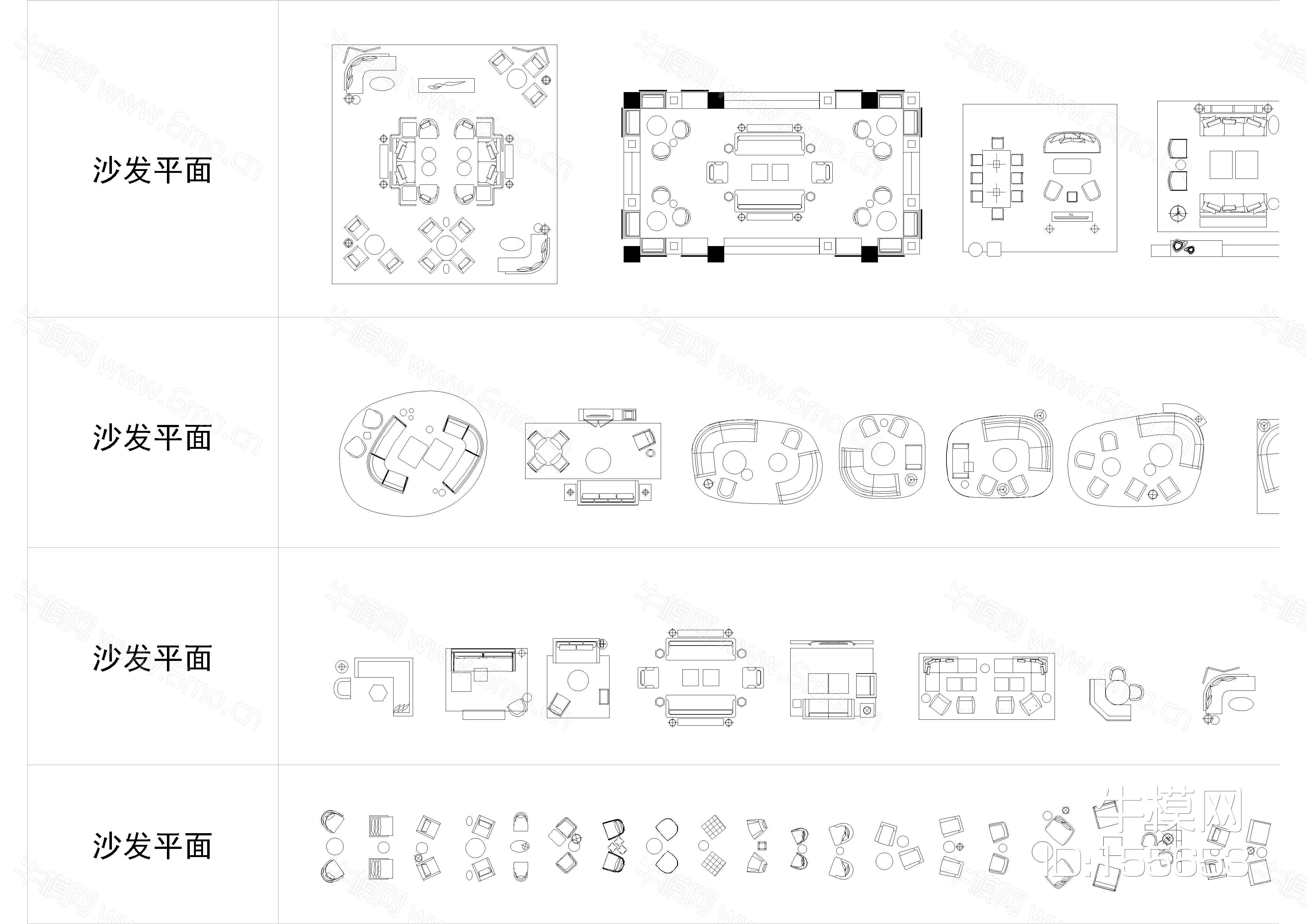 雅布专用平面立面图库cad