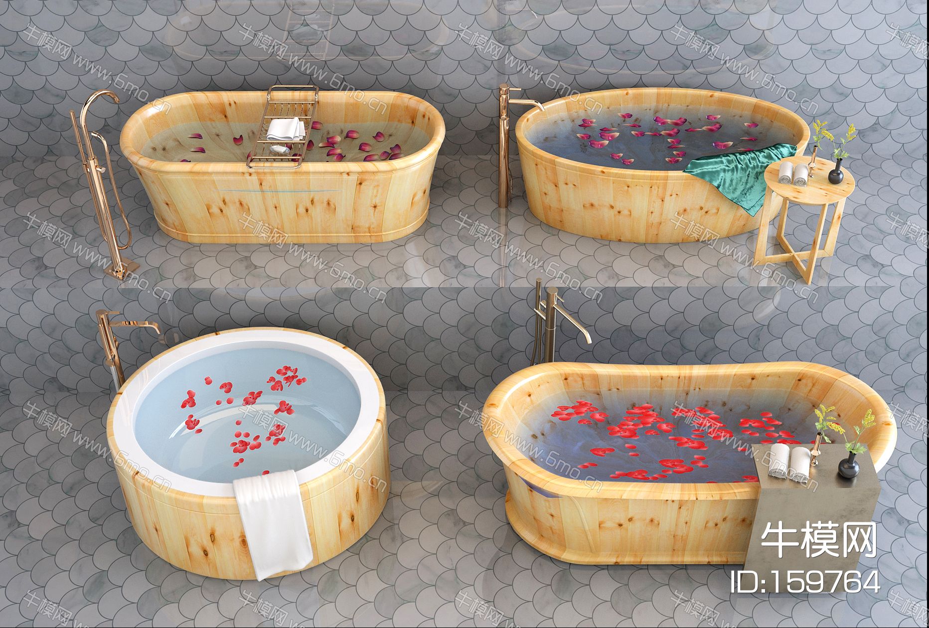 现代木质浴缸浴桶