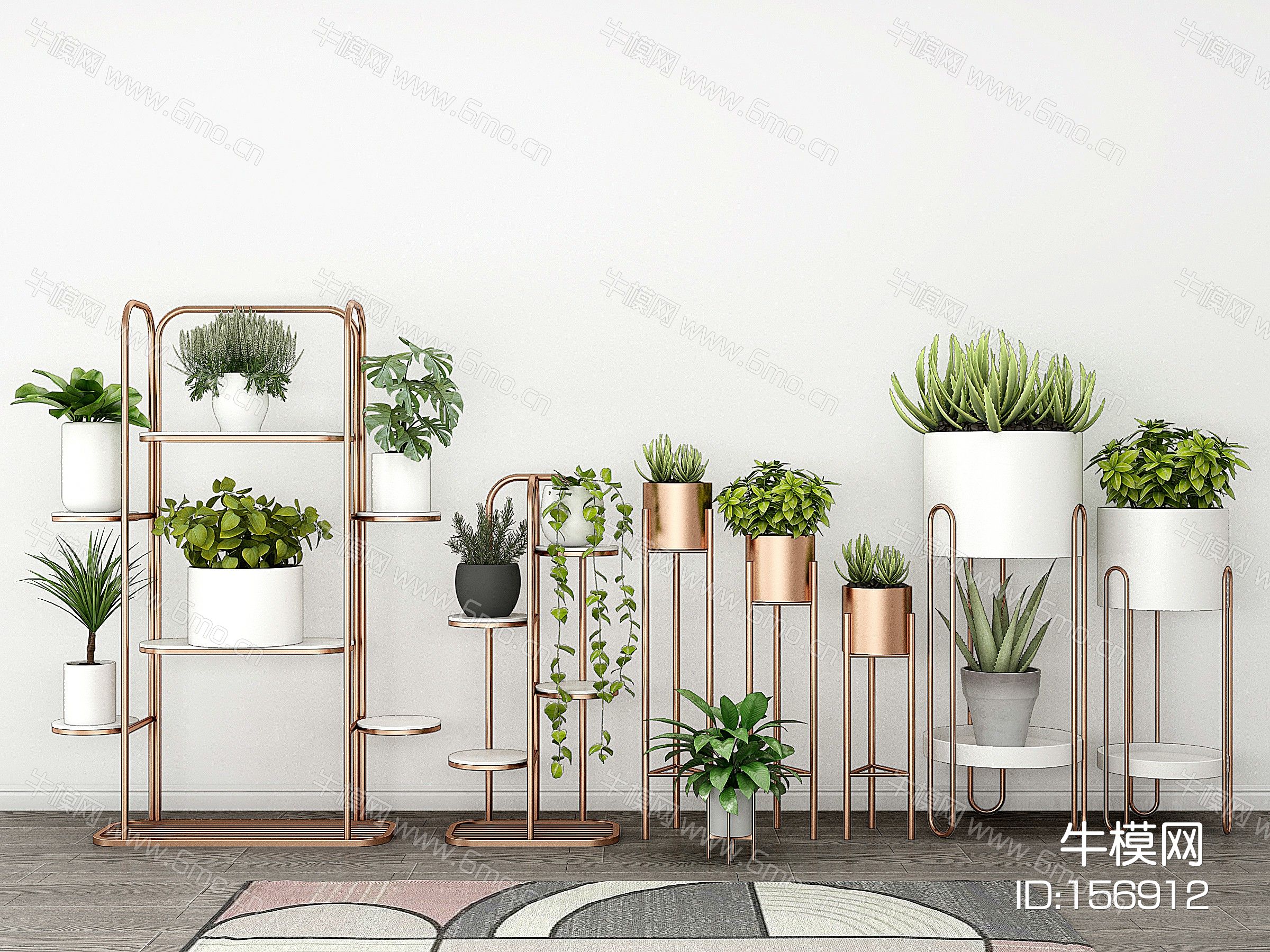 现代金属花架盆栽绿植