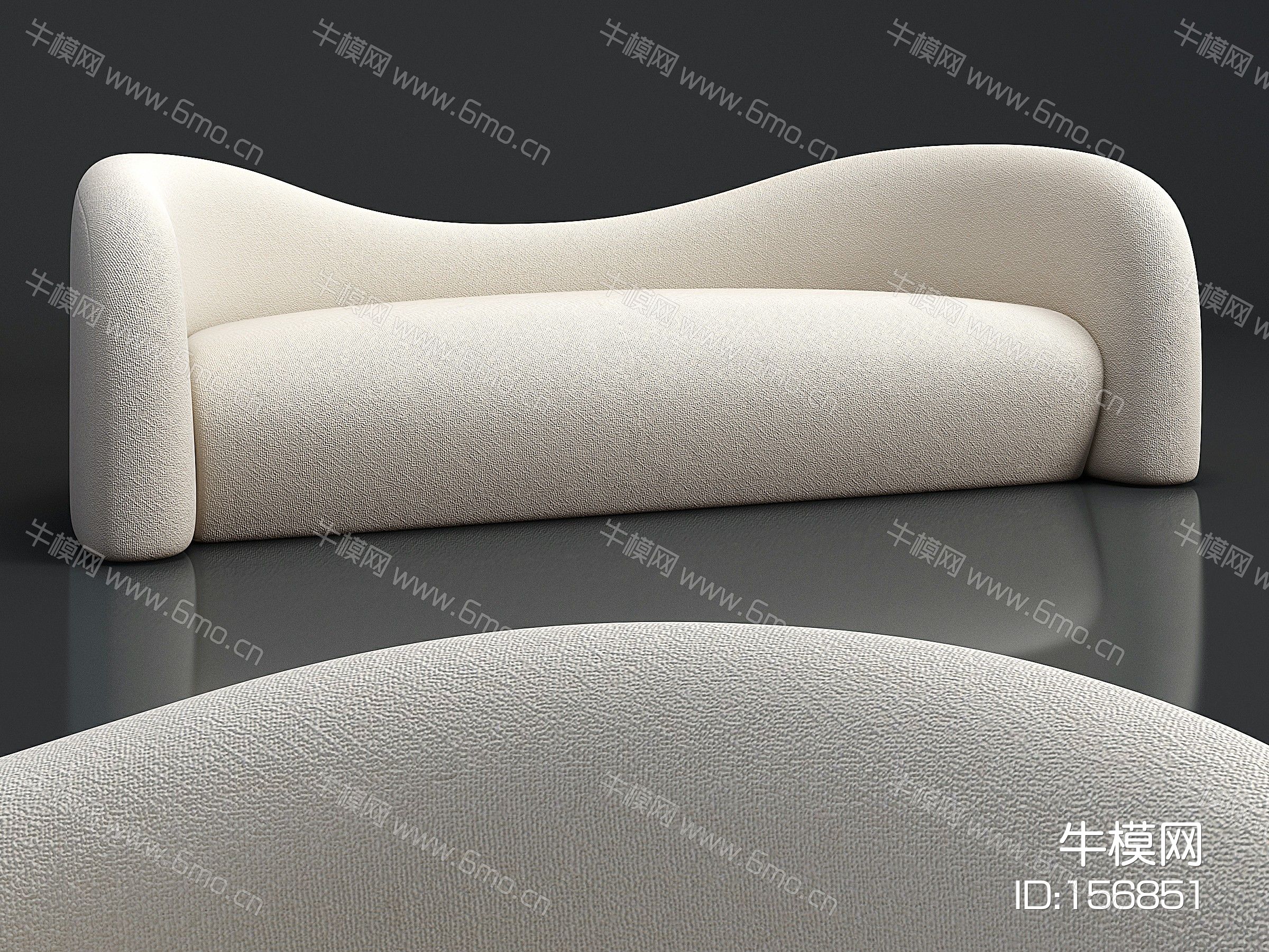 现代绒布异形双人沙发