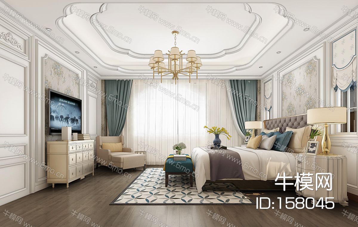 简欧式美式法式卧室床床头柜