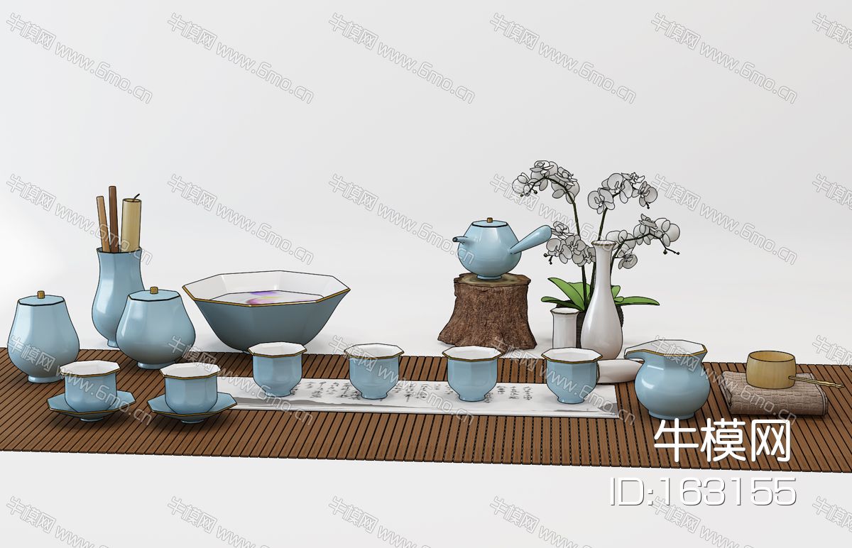 新中式陶瓷花瓶花卉茶具组合