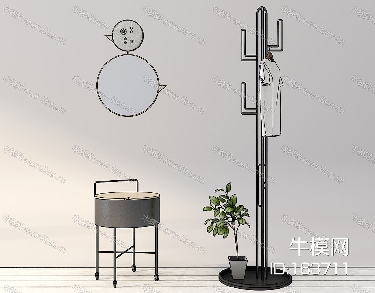 北欧铁艺桌几衣架装饰镜