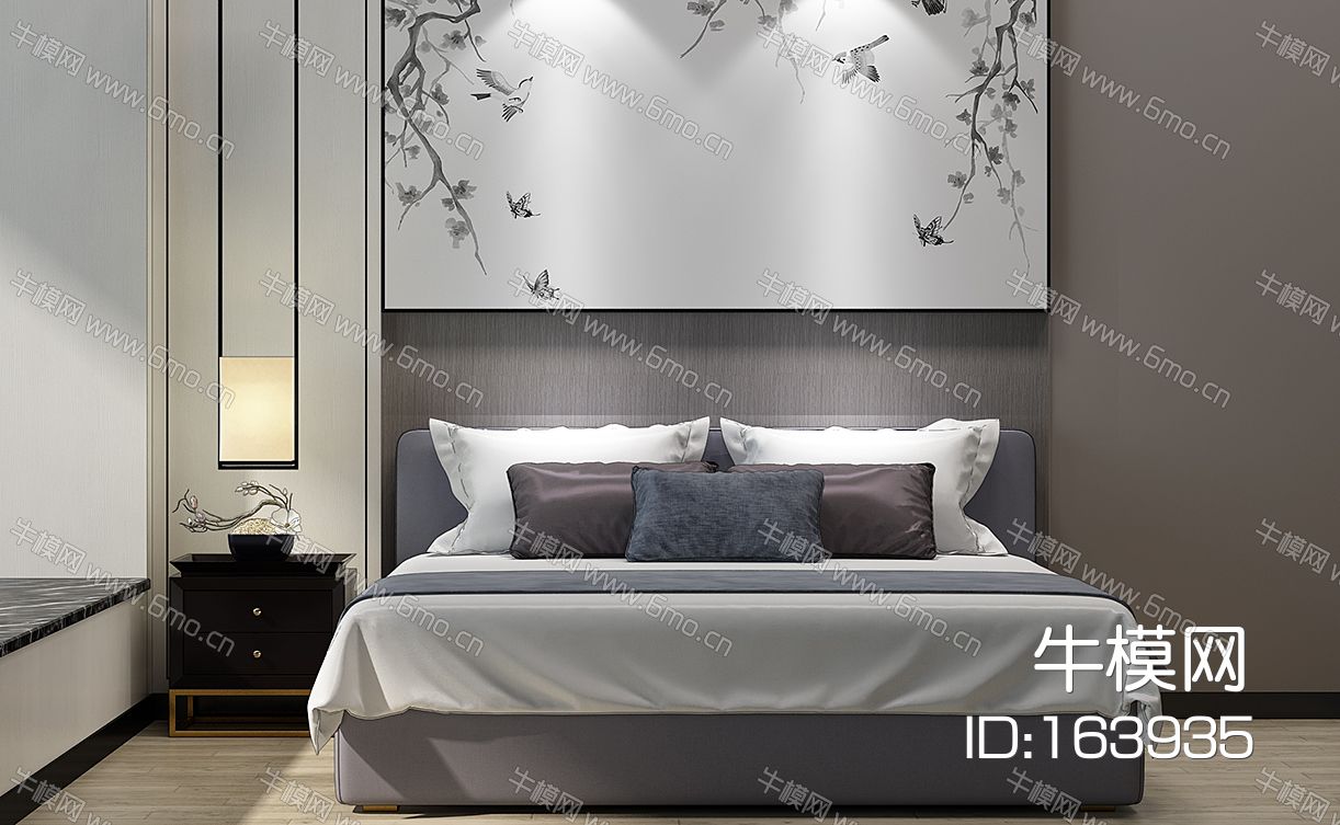 新中式床床头柜吊灯