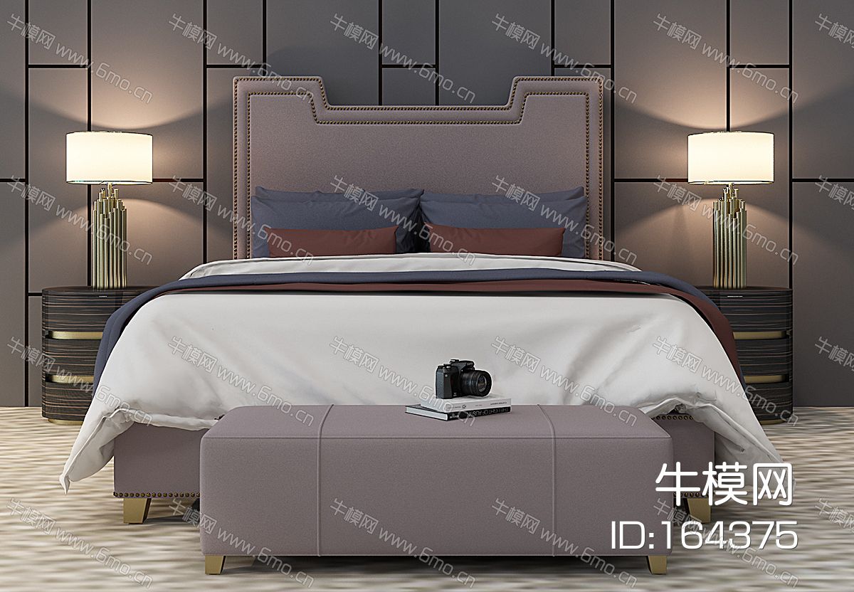 新中式床床头柜单反相机台灯
