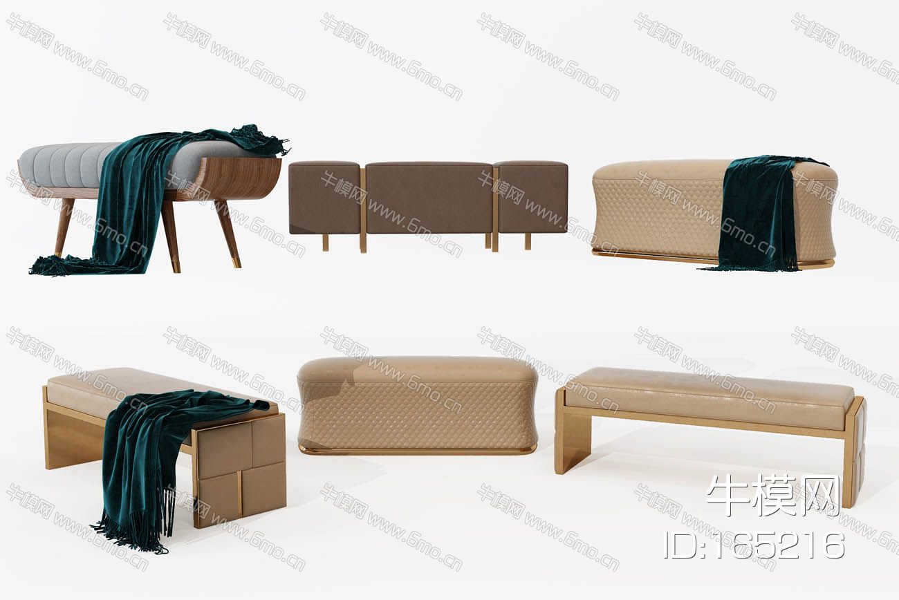 现代轻奢床尾凳沙发凳组合