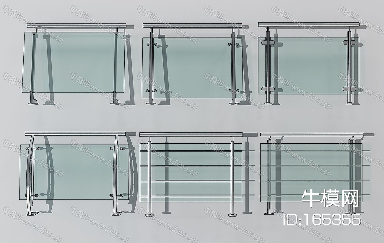 现代不锈钢玻璃栏杆扶手组合