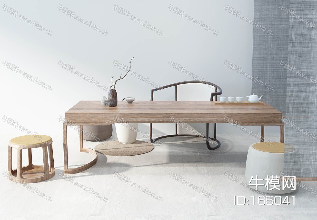 新中式茶桌椅子坐墩