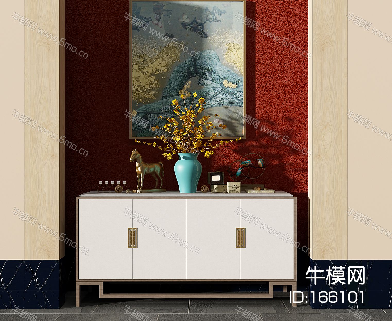 新中式边柜玄关柜摆台