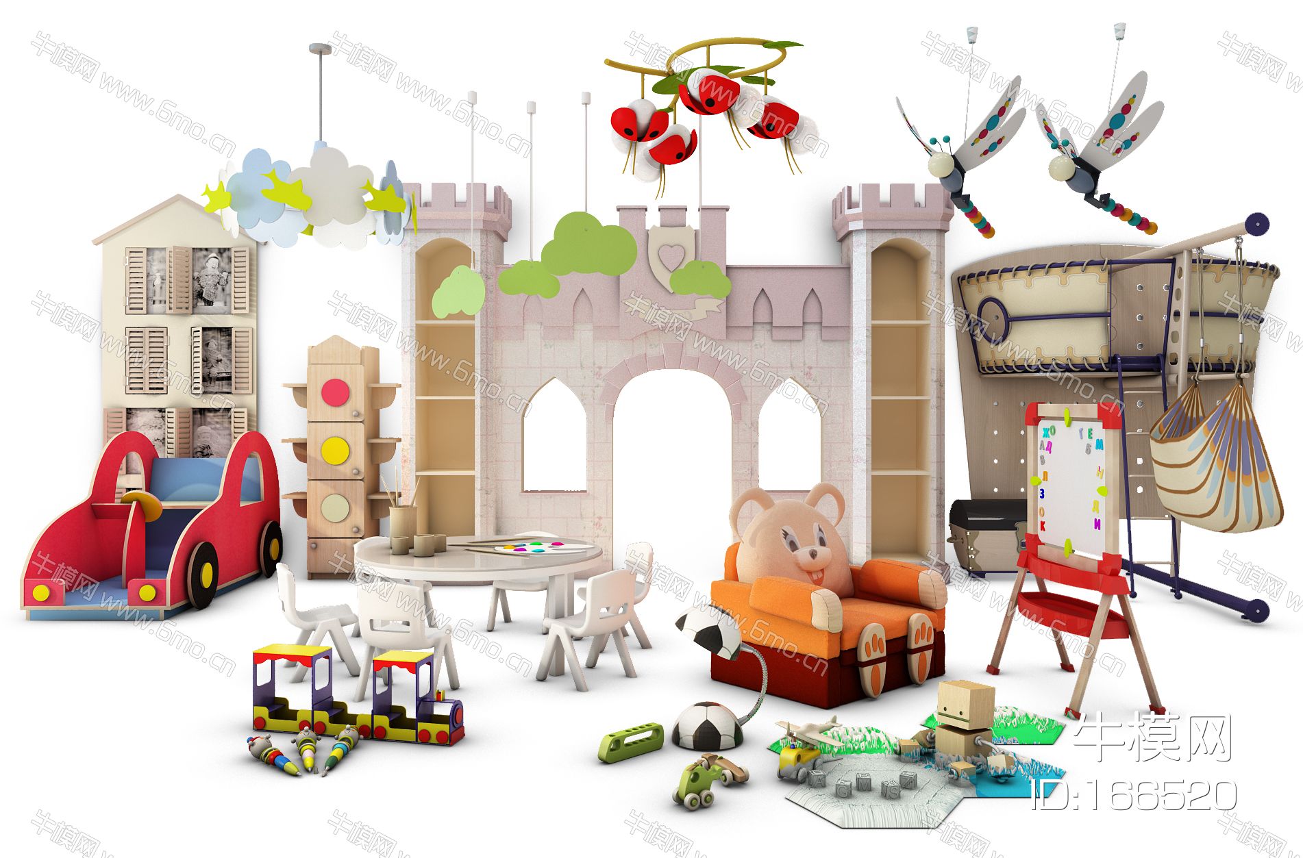 北欧儿童家具城堡卡通吊灯儿童沙发玩具画架