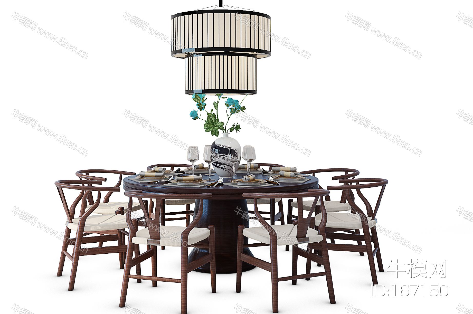 中式餐桌椅圆桌