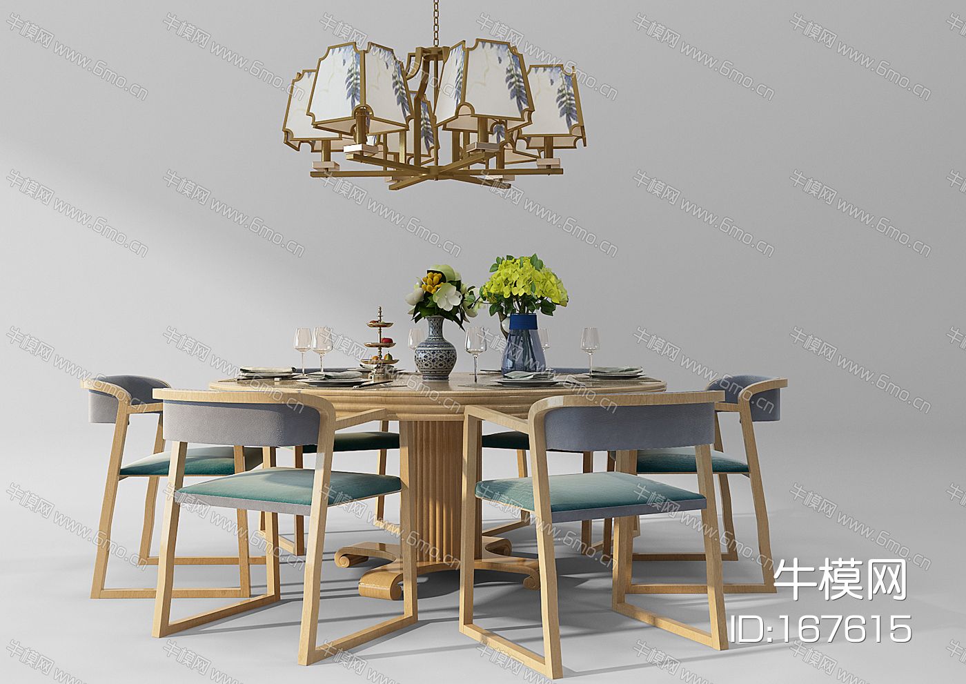 中式餐桌椅组合吊灯