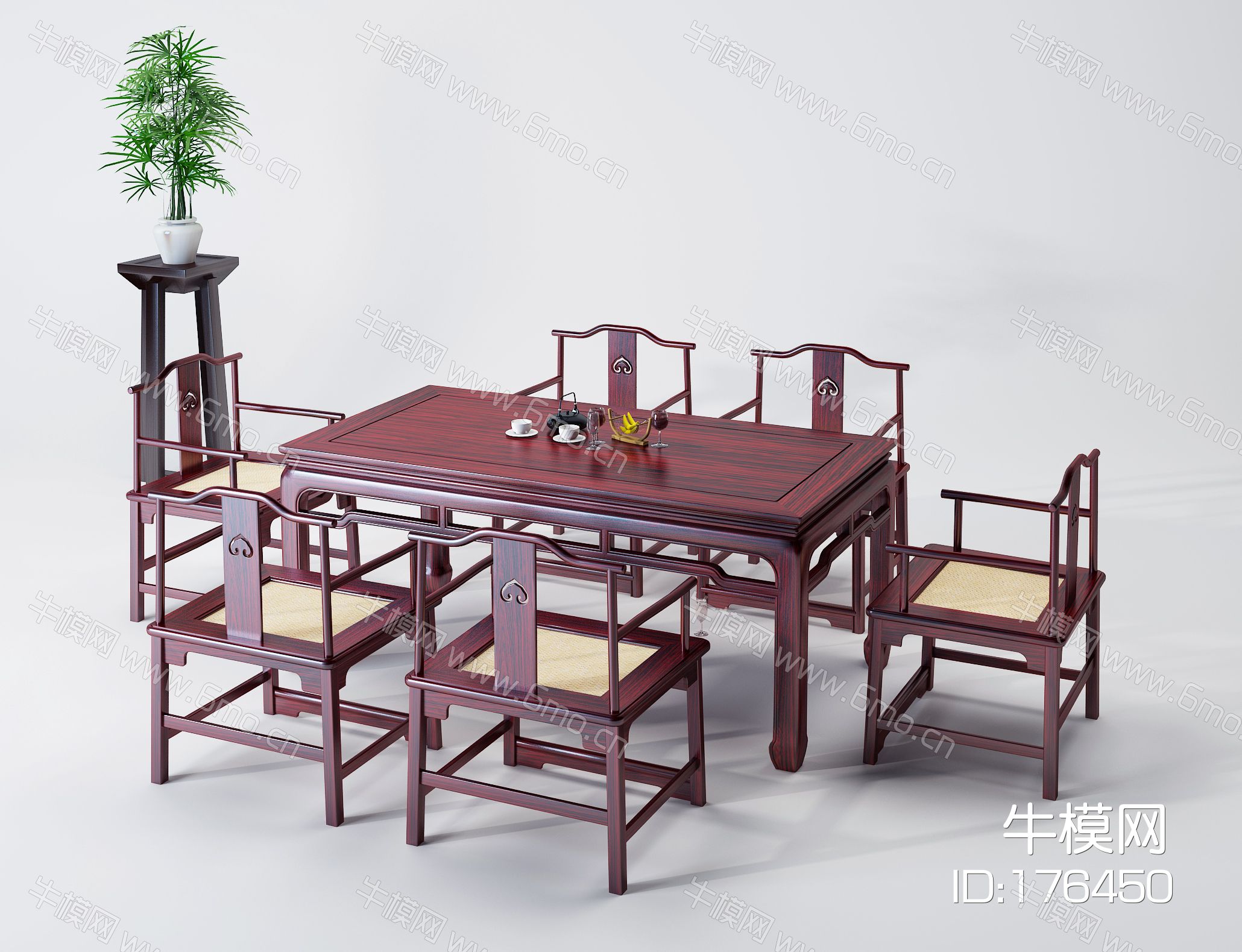 中式古典红木实木餐桌椅