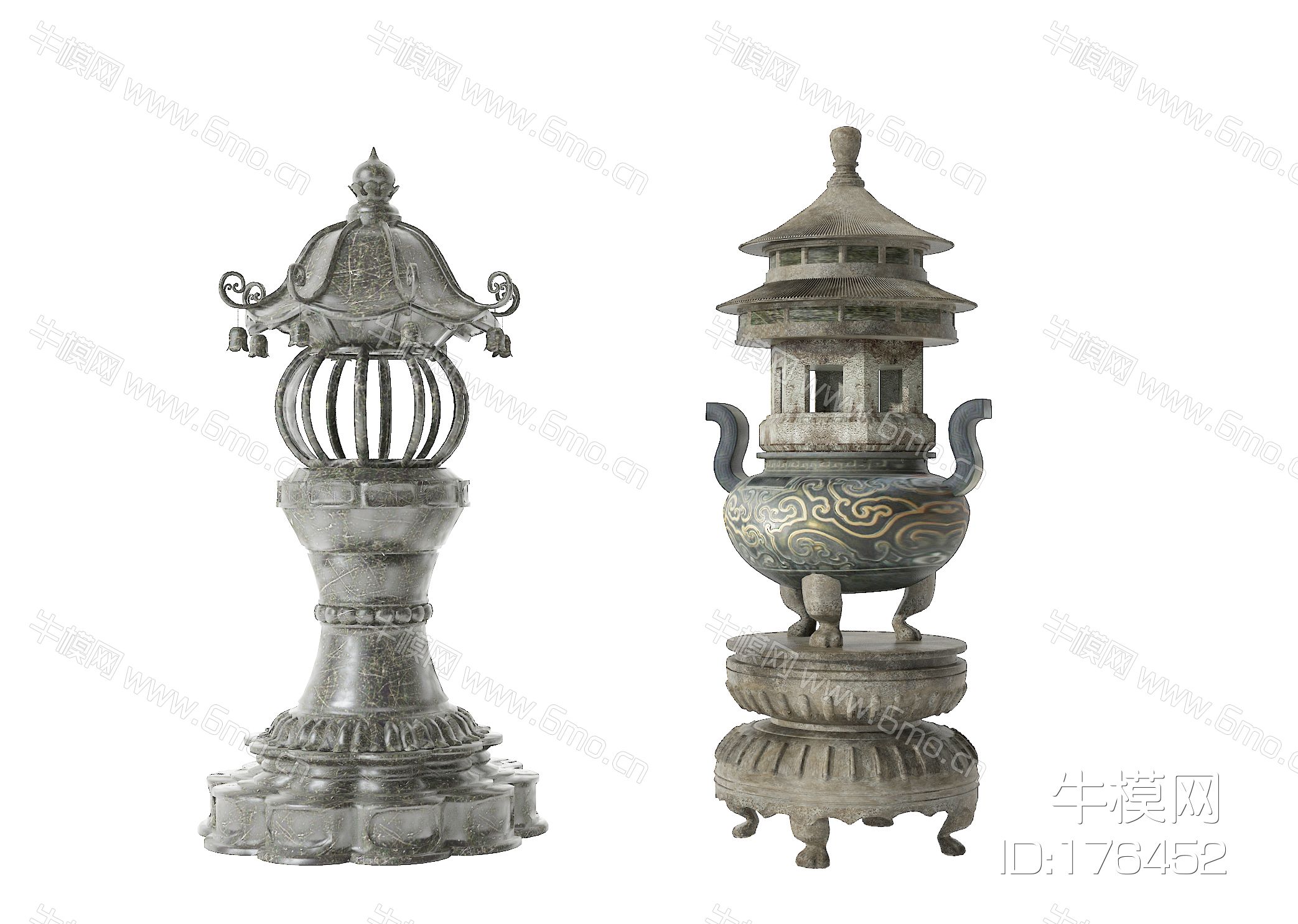 中式古典铜器香炉