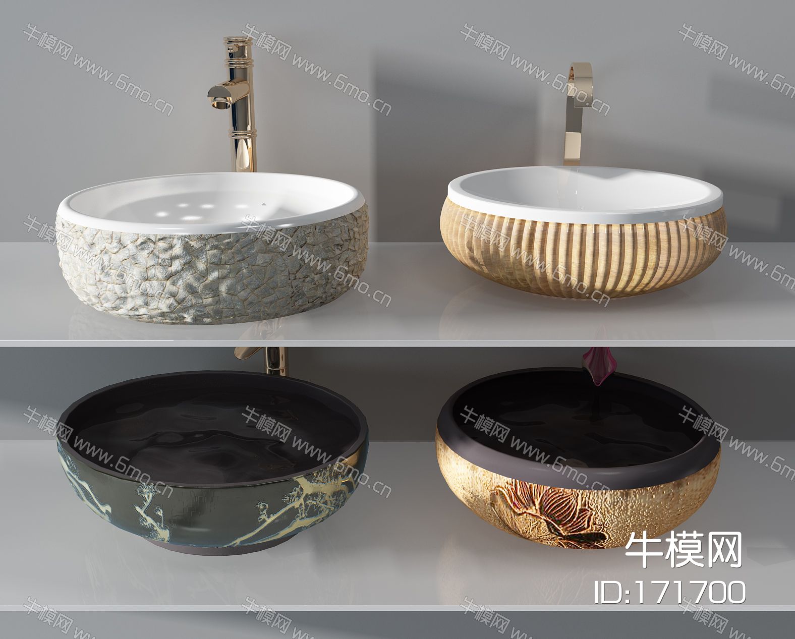 新中式石材圆形陶瓷台上盆水龙头