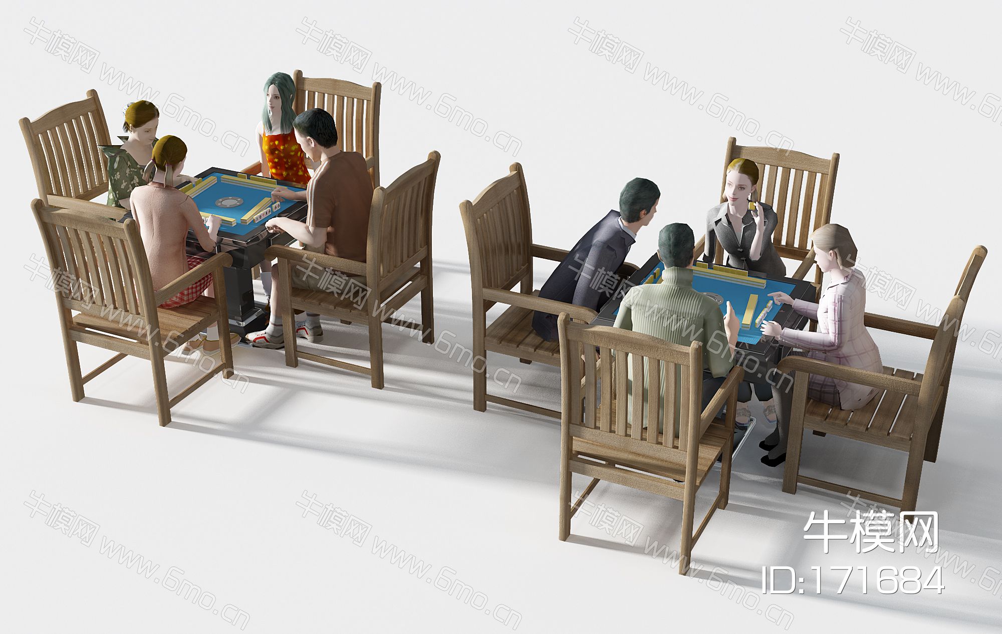 现代麻将桌人物组合