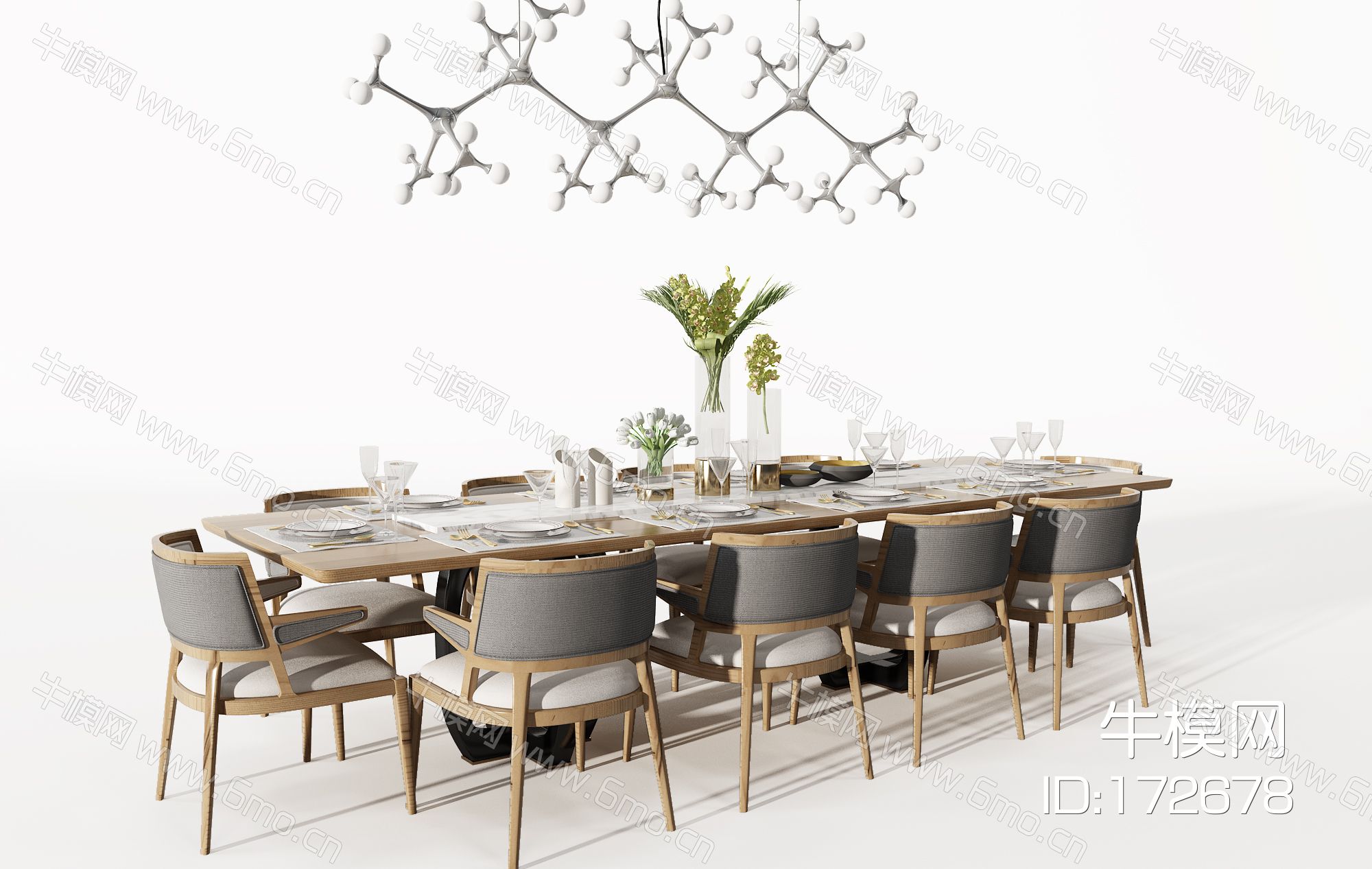 新中式餐桌椅吊灯餐具