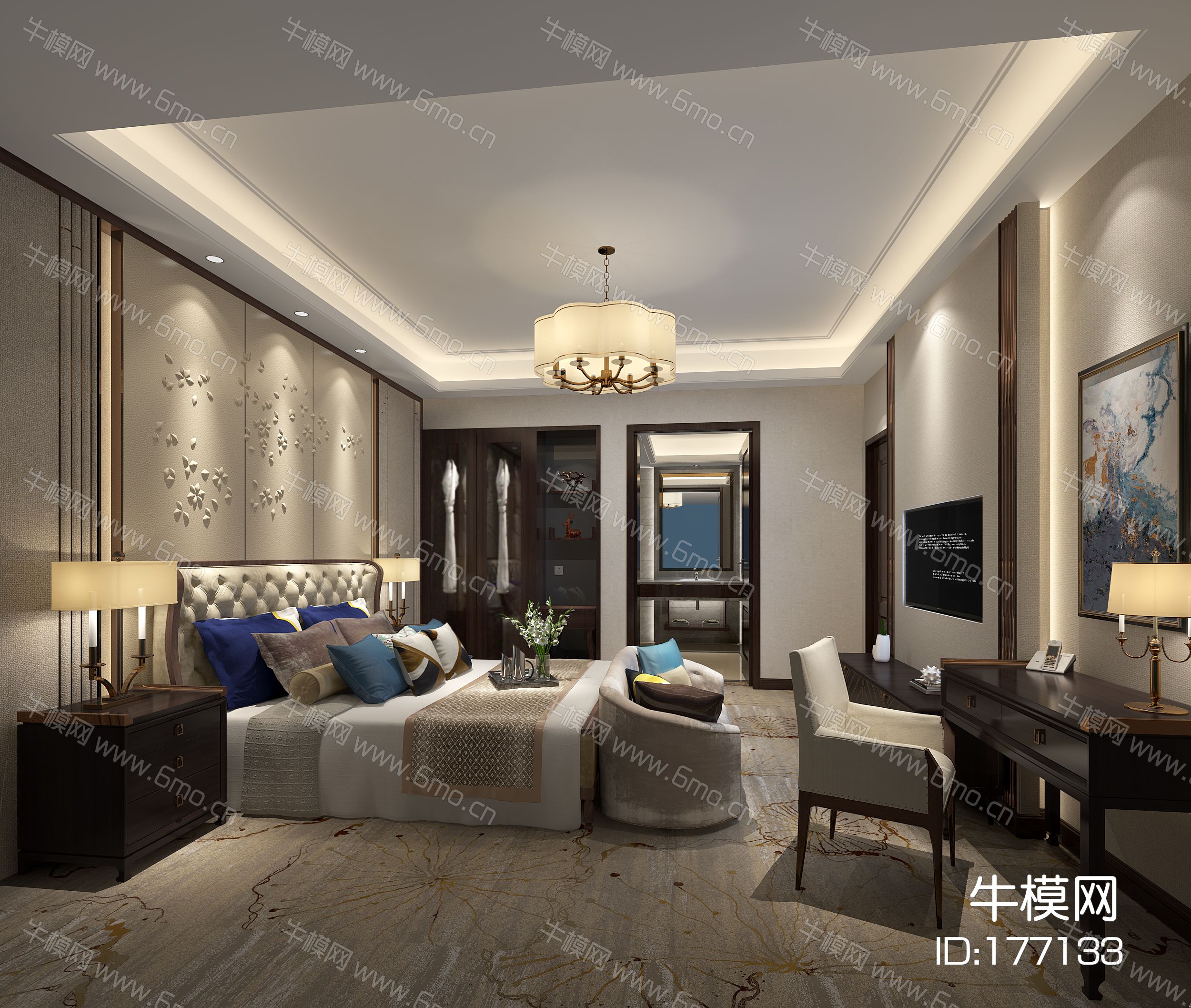 新中式酒店大床房 客房