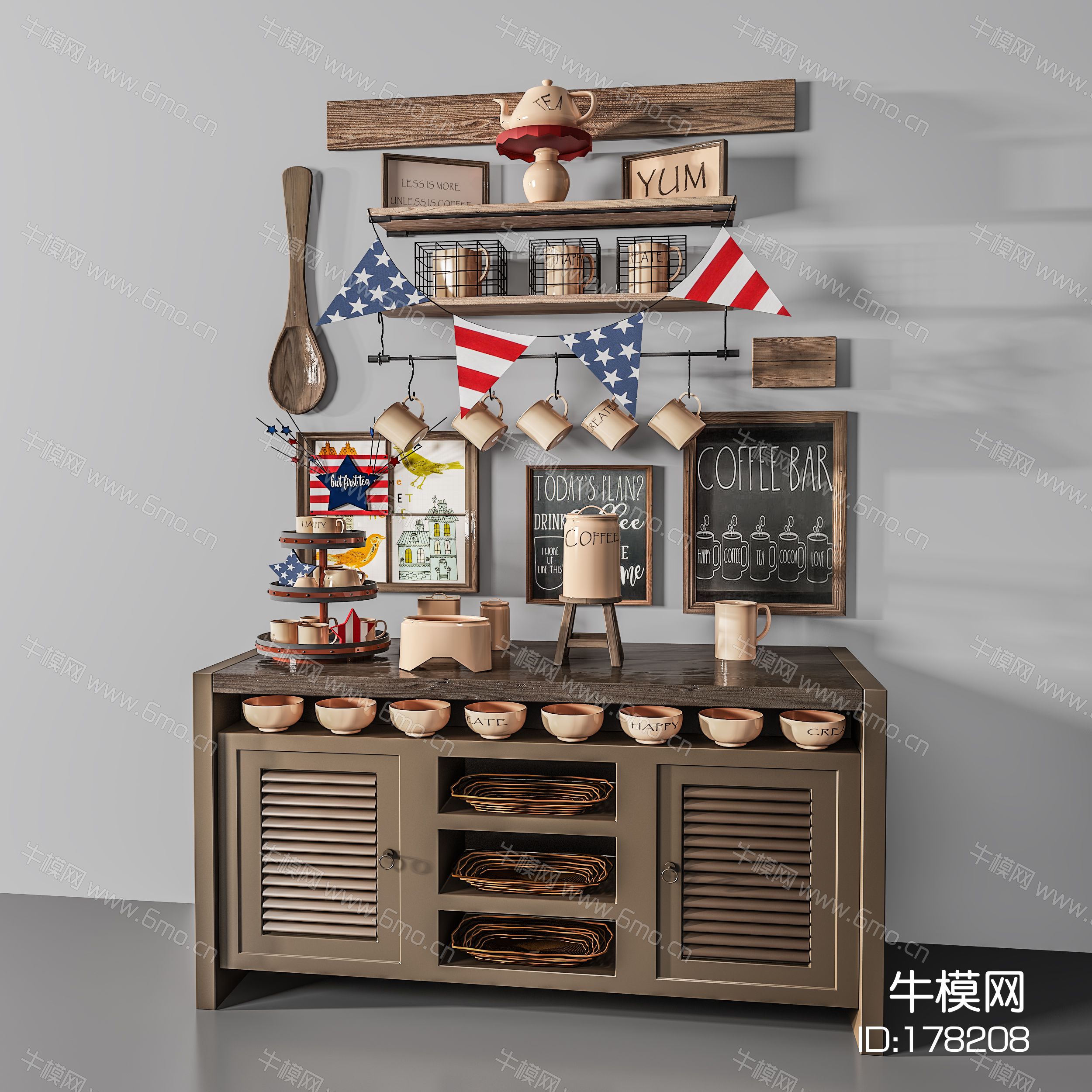 现代工业风餐边柜装饰品摆件