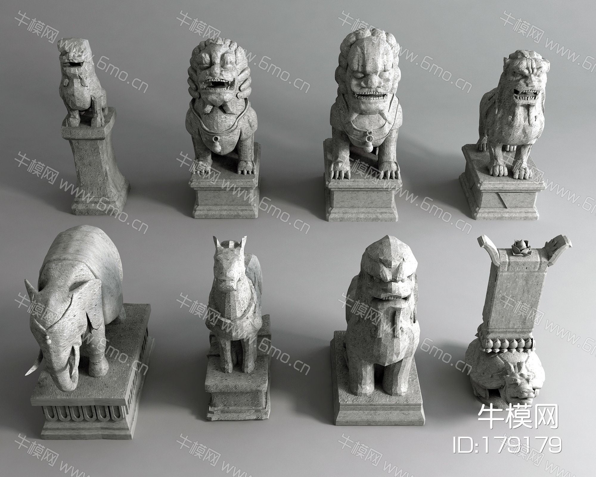 中式石狮子 貔貅 门神 雕塑