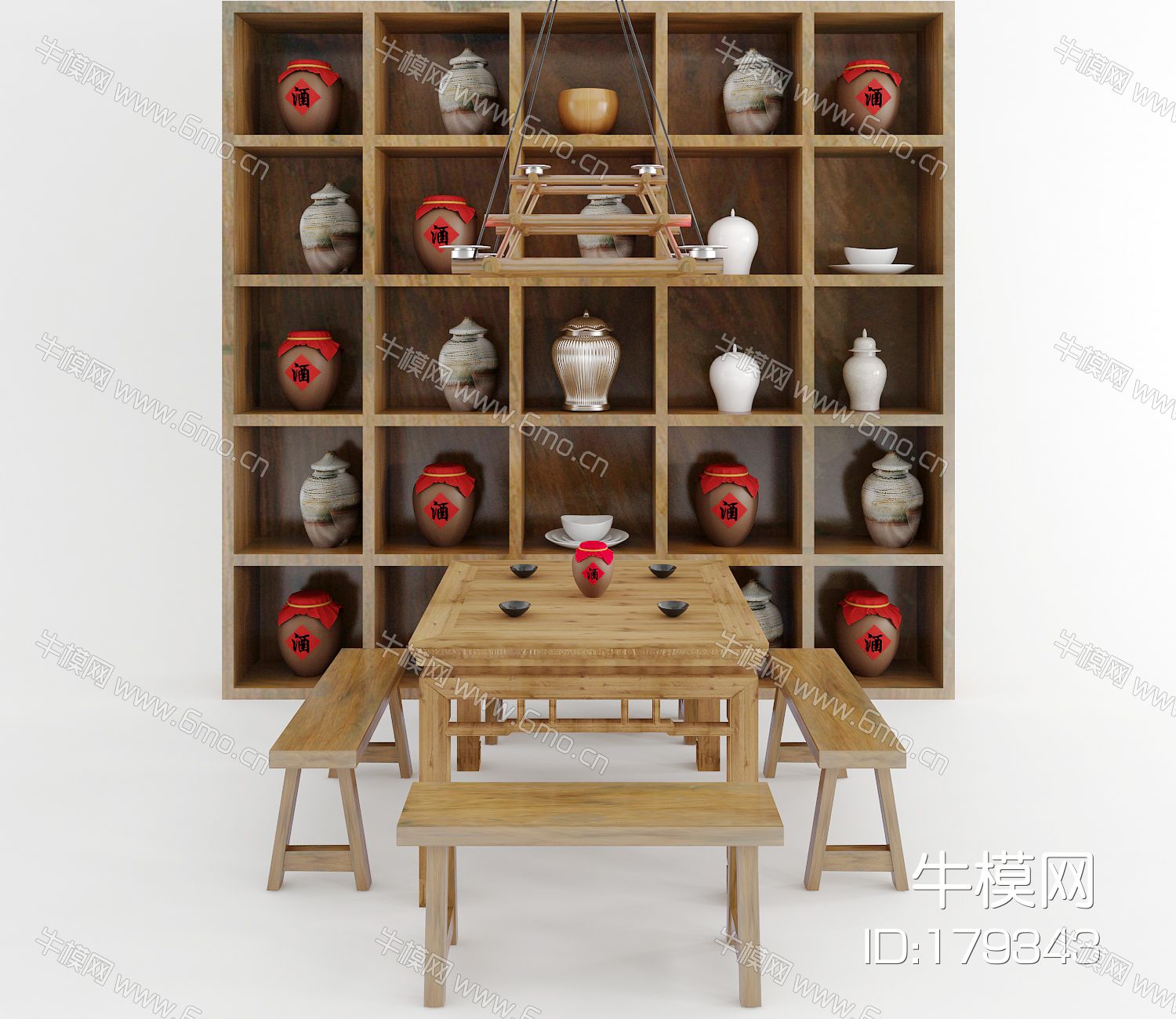 中式茶桌椅 八仙桌 酒柜