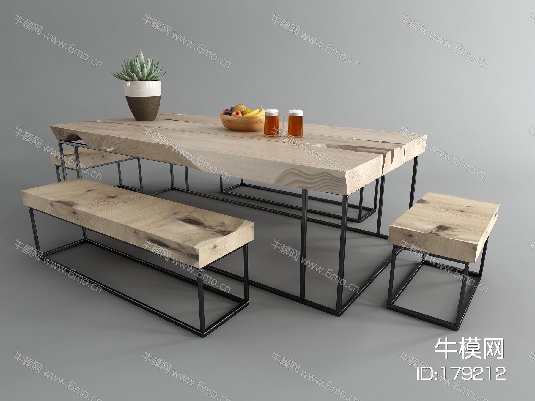 现代老木头茶桌凳组合