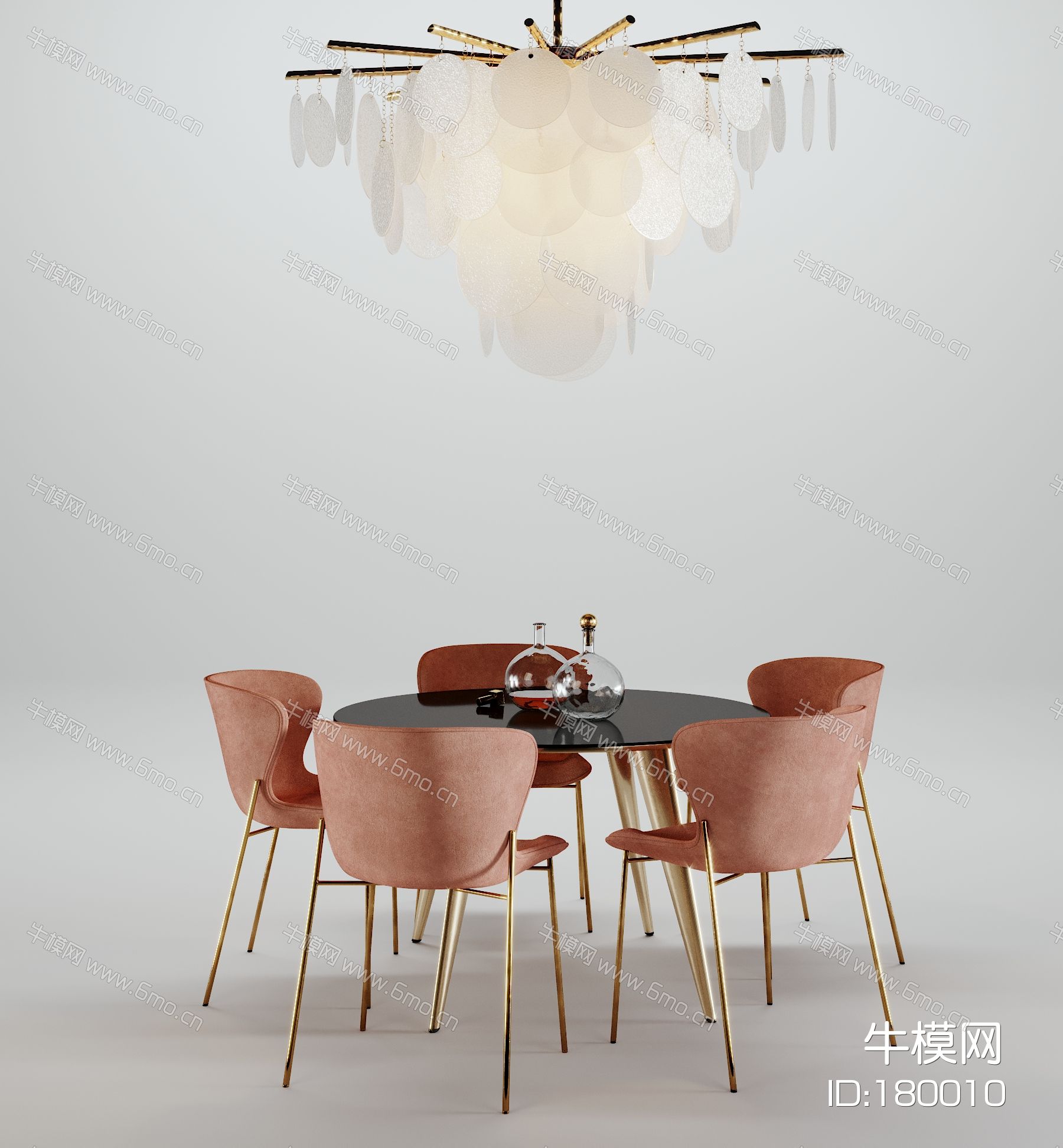 现代餐桌椅吊灯组合