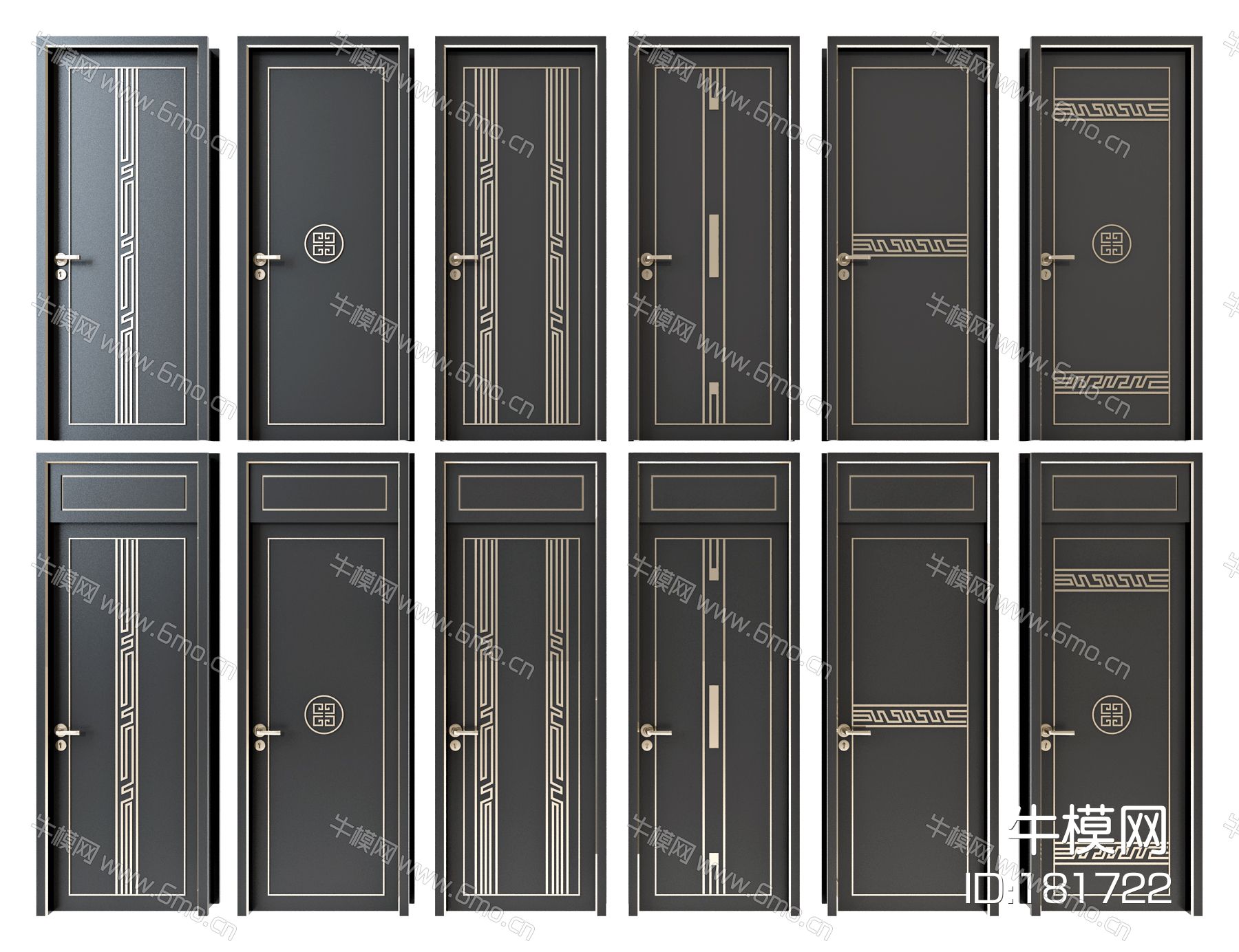 新中式房门单开门,木门