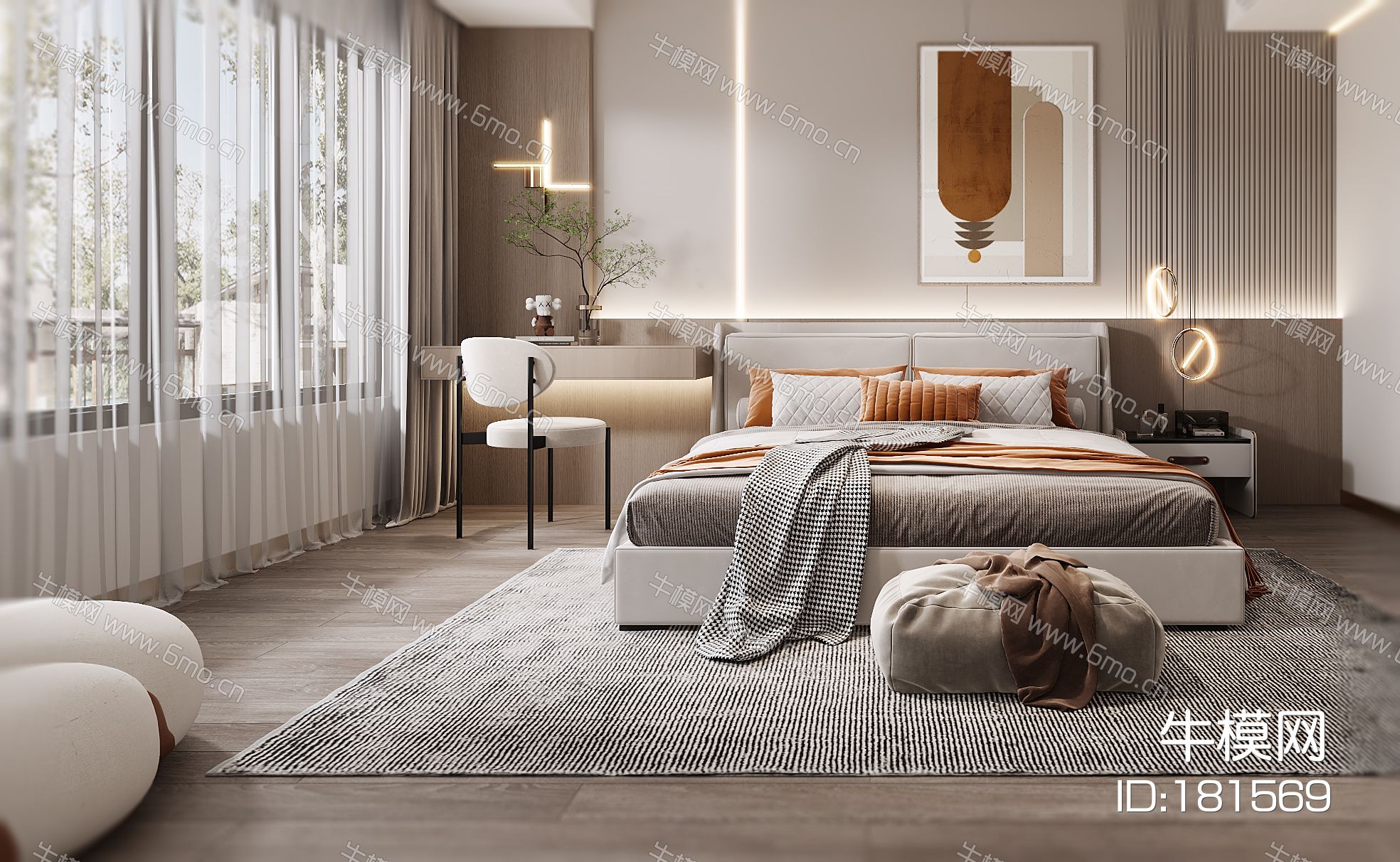 现代卧室，轻奢卧室，卧室，