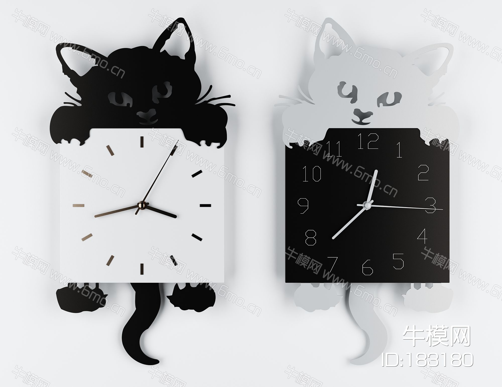 北欧小猫挂件钟表