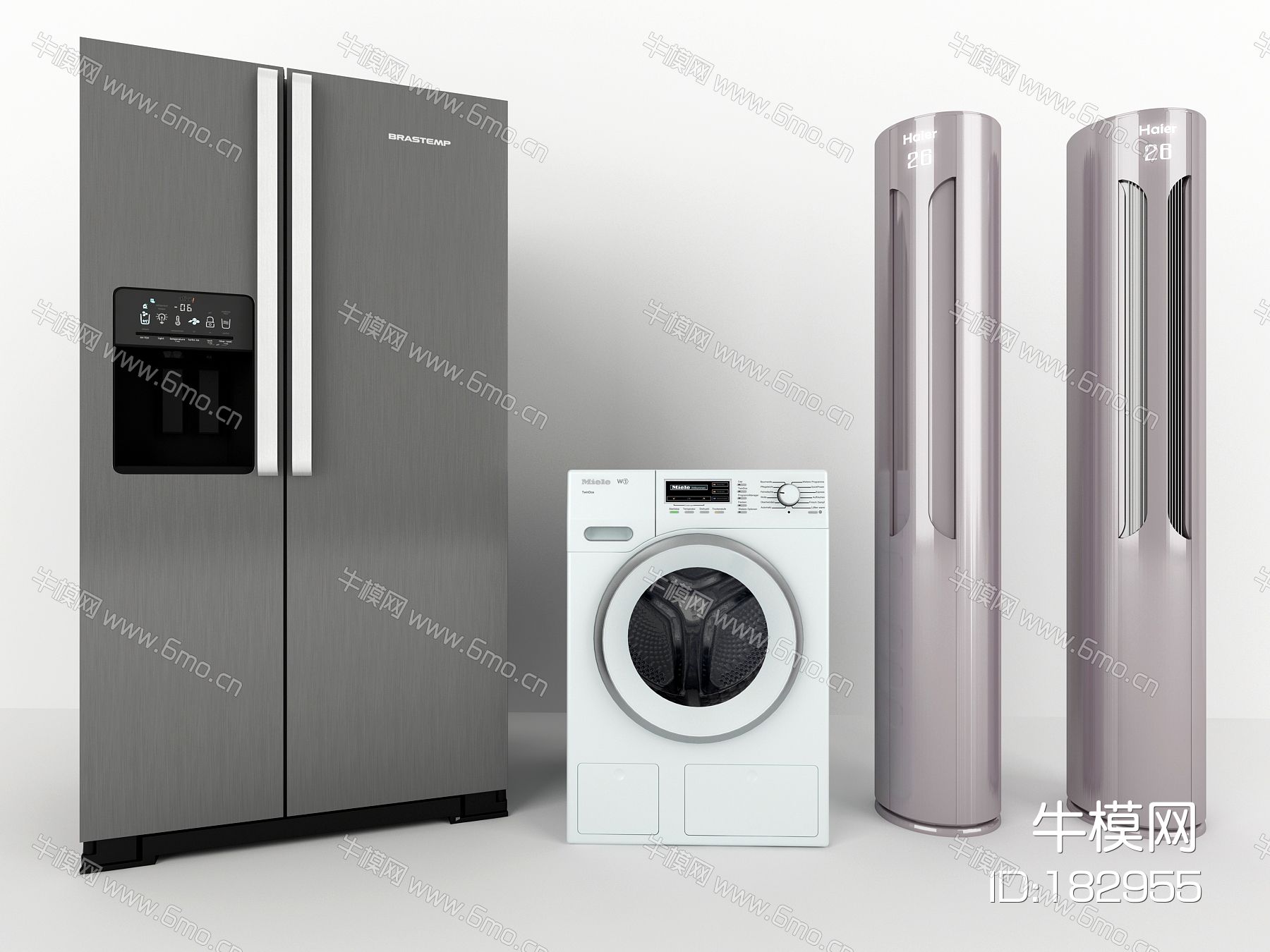 现代家用冰箱洗衣机空调组合