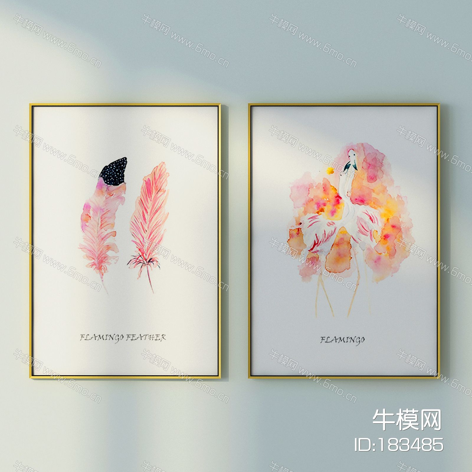 简欧北欧鸵鸟 羽毛壁画 装饰画组合
