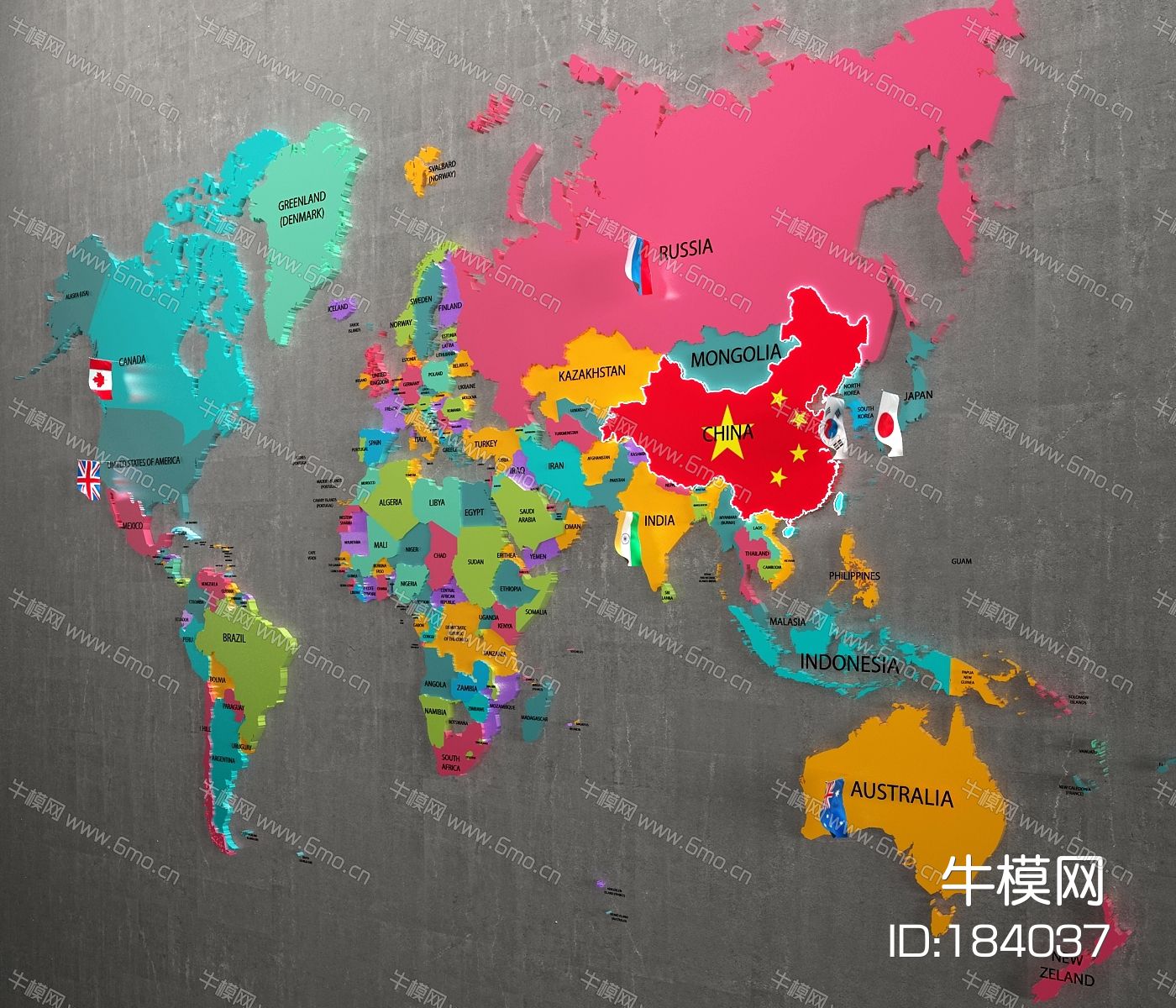 现代世界地图 沙盘