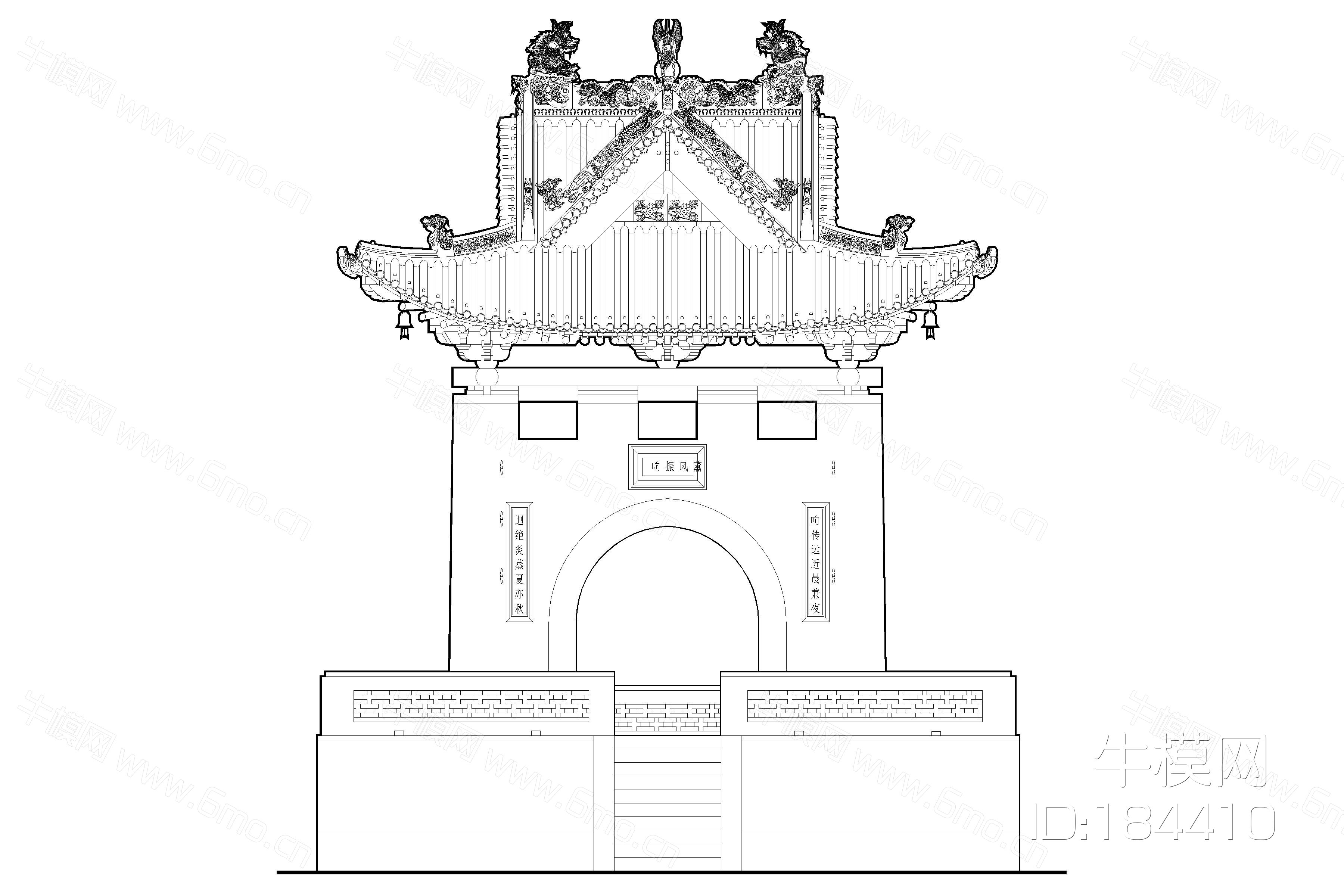 古建寺庙立面图