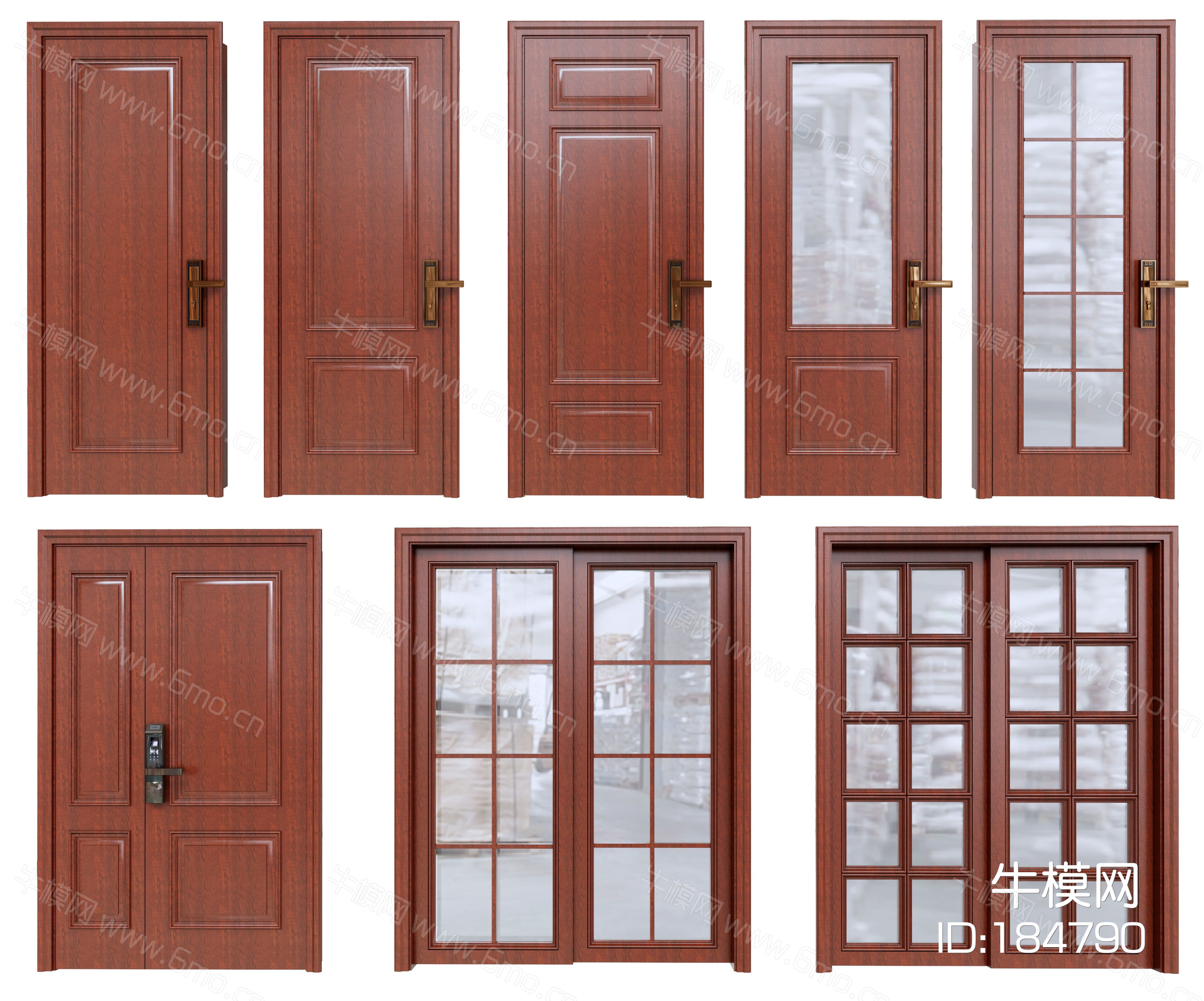 现代实木门单开门教室门卧室门推拉门厨卫门su模型下载