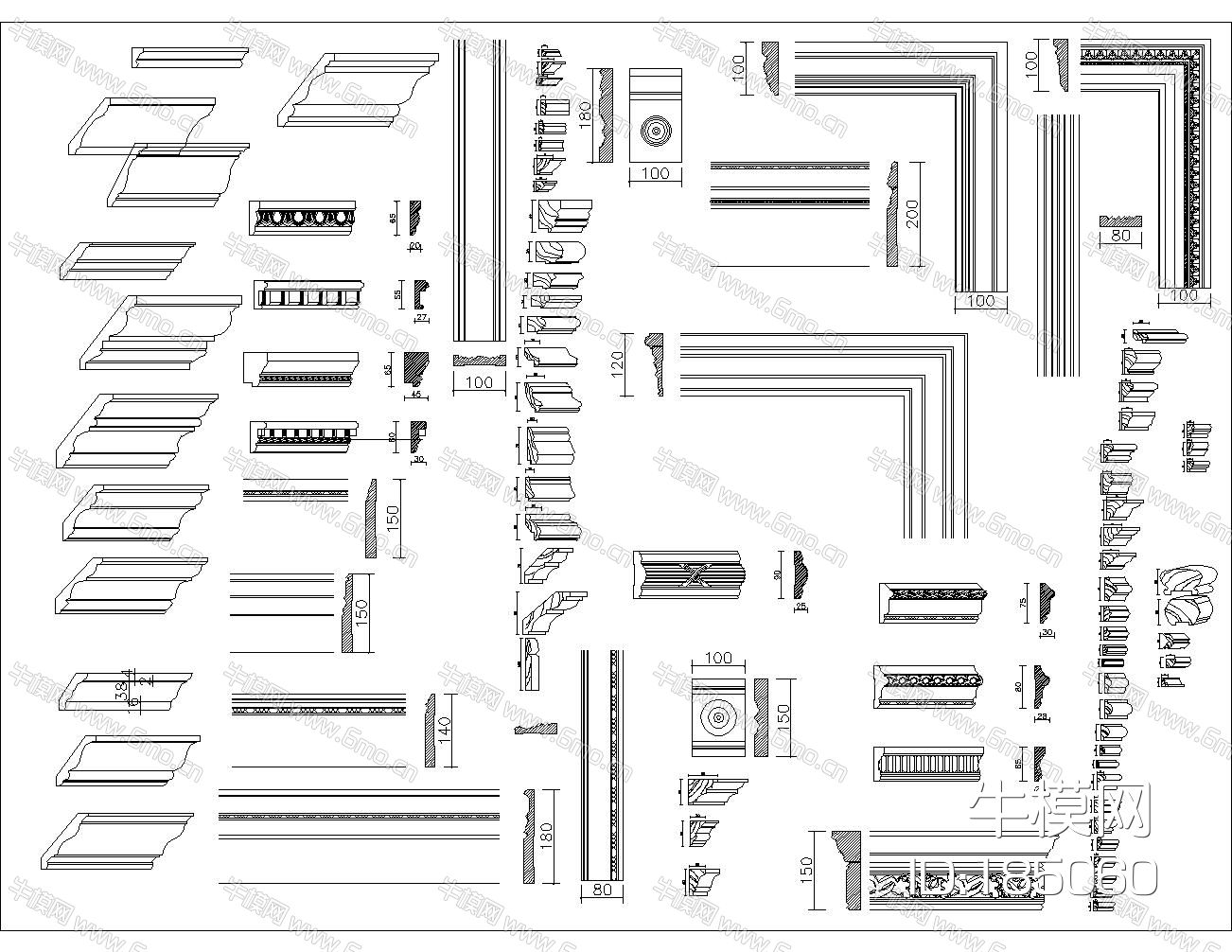 史上最全欧式线脚CAD图库