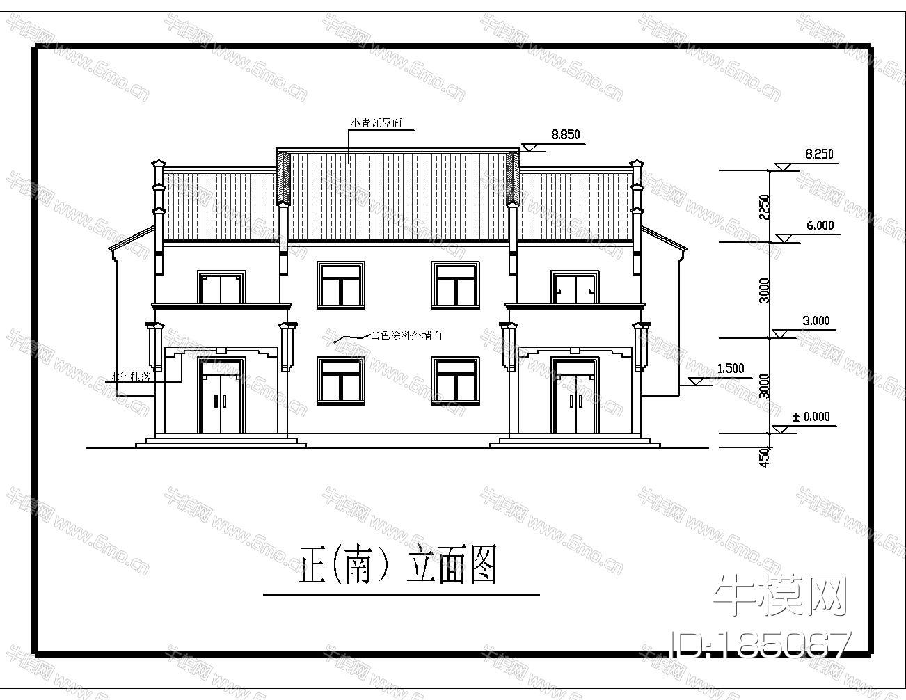 农村小康住宅设计方案CAD图纸带效果图