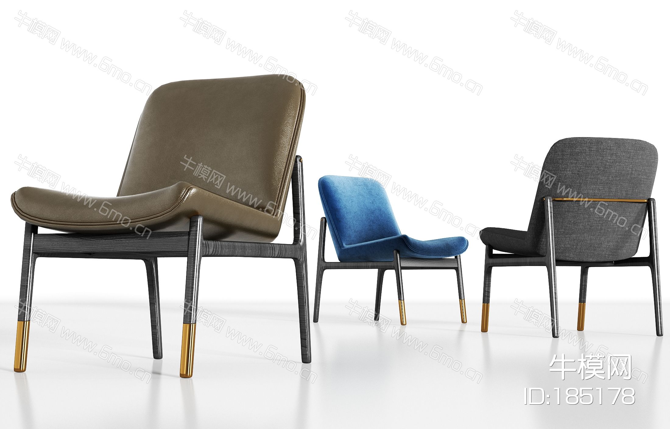 现代实木皮革绒布单椅组合