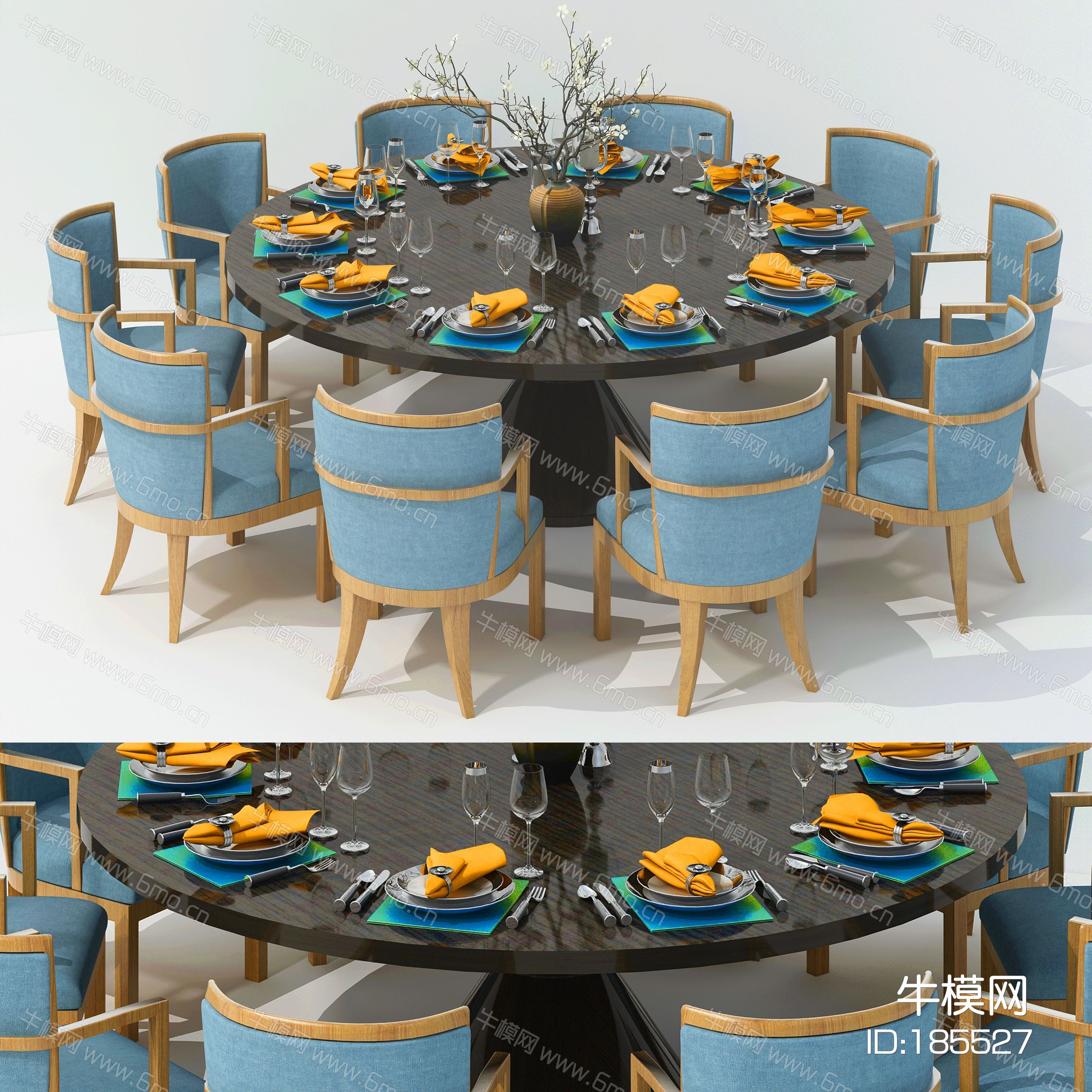 现代大餐桌椅子组合