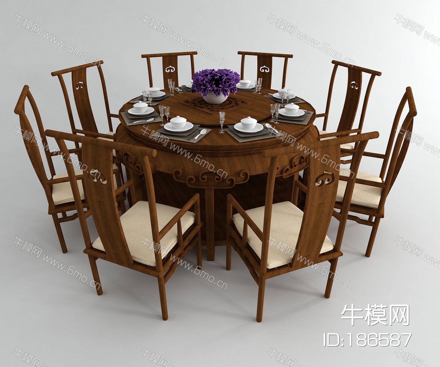 中式实木餐桌椅