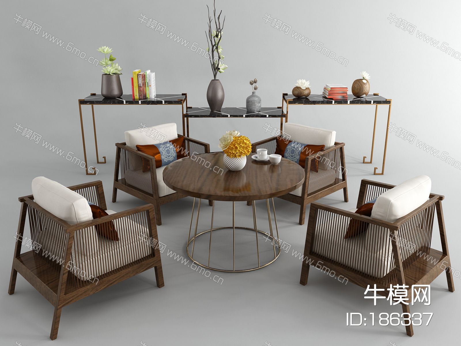 新中式休闲桌椅 陶瓷摆件