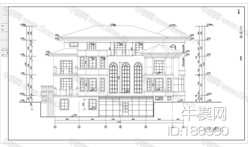 三层豪华别墅施工图 CAD图纸+效果图