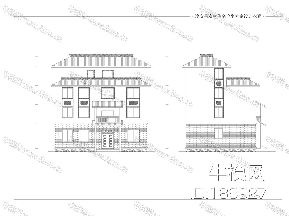 新农村住宅户型设计方案 CAD图纸+效果图