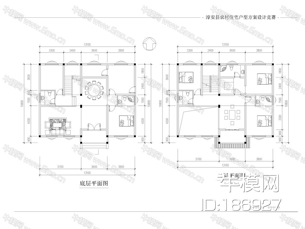 新农村住宅户型设计方案 CAD图纸+效果图