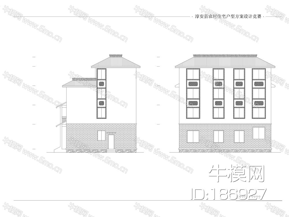 新农村住宅户型设计方案 CAD图纸+效果图