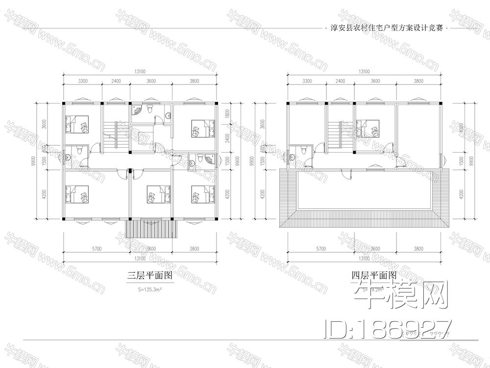 新农村住宅户型设计方案 CAD图纸+效果图